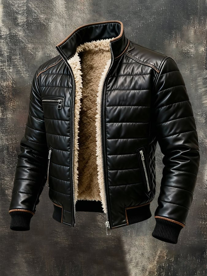 Wesley | Black Quilted Jacket With Sherpa Lining
