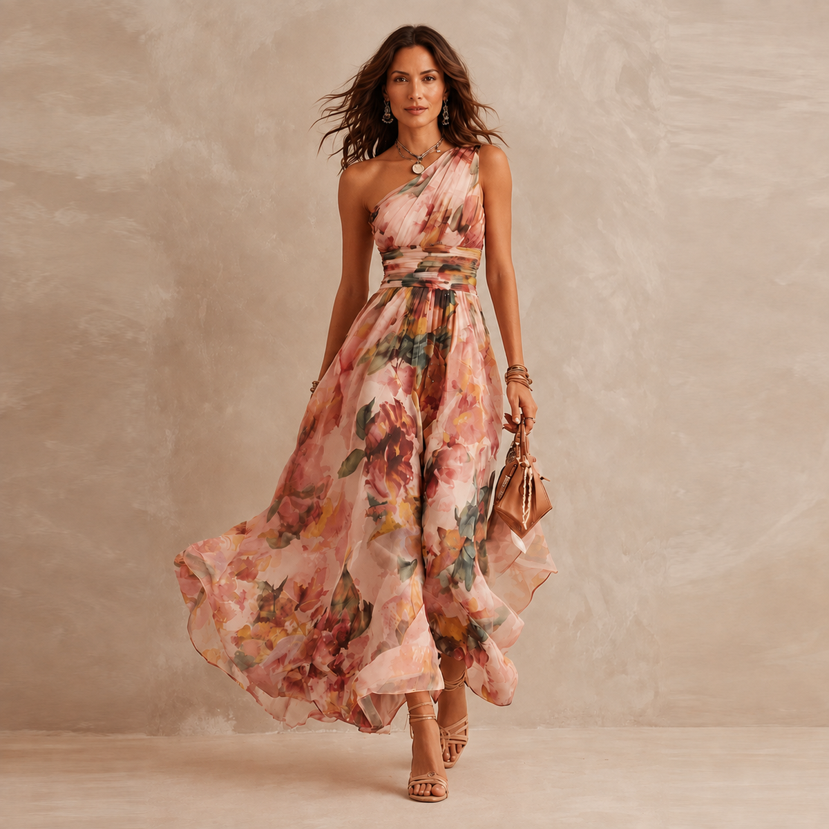 Elara | One-Shoulder Floral Maxi Dress