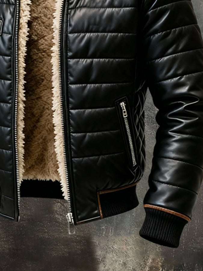 Wesley | Black Quilted Jacket With Sherpa Lining