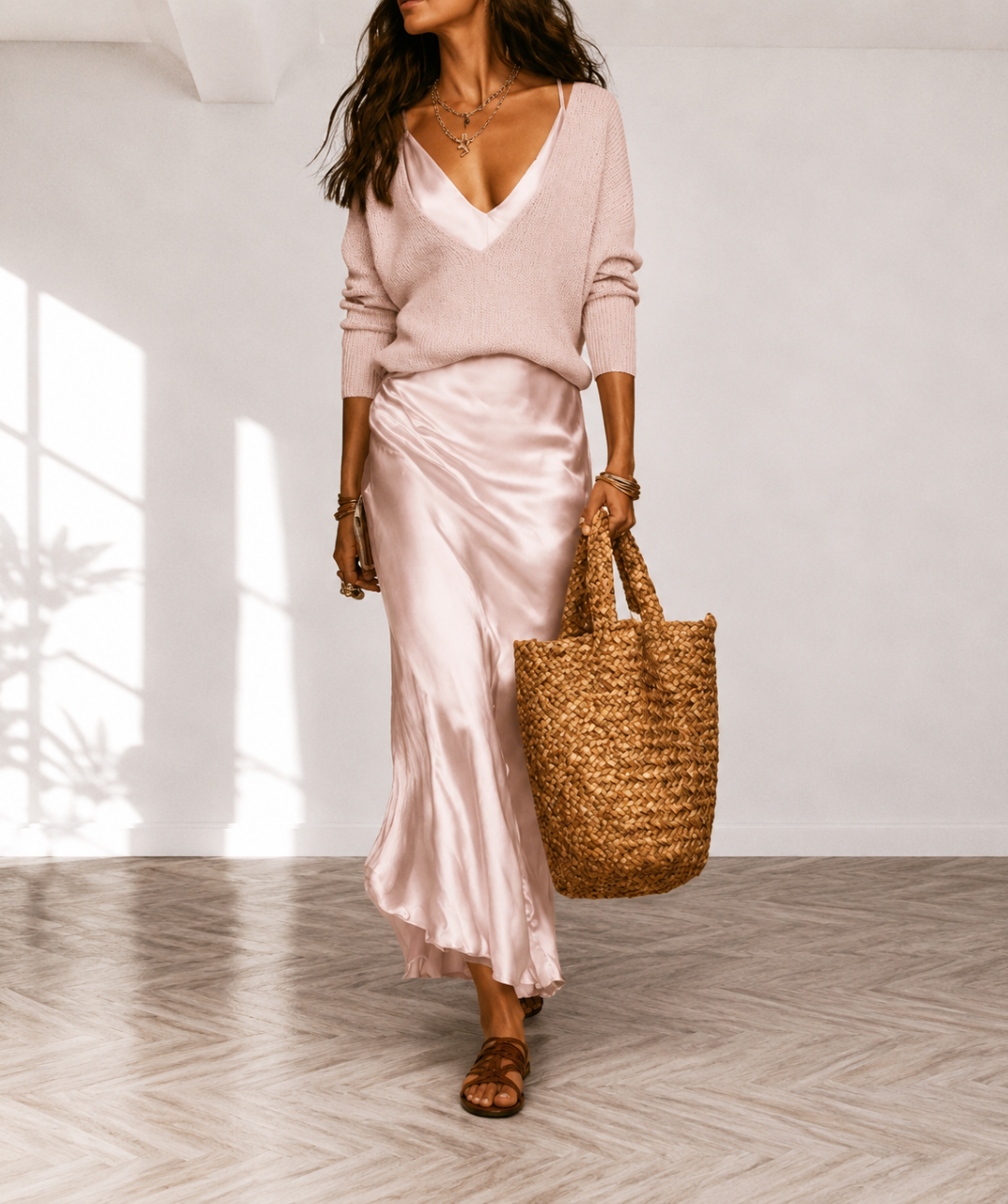 Solène Slip Dress & Knit Set