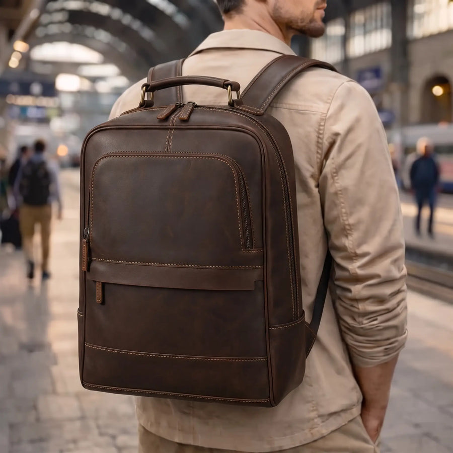 EMBOSSED LEATHER BACKPACK