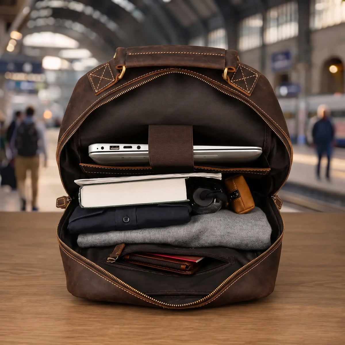 EMBOSSED LEATHER BACKPACK