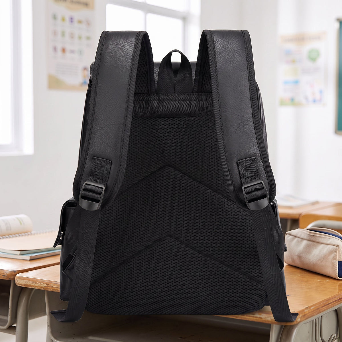 LEATHER FLAP BACKPACK