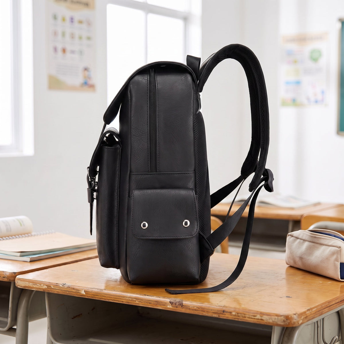 LEATHER FLAP BACKPACK