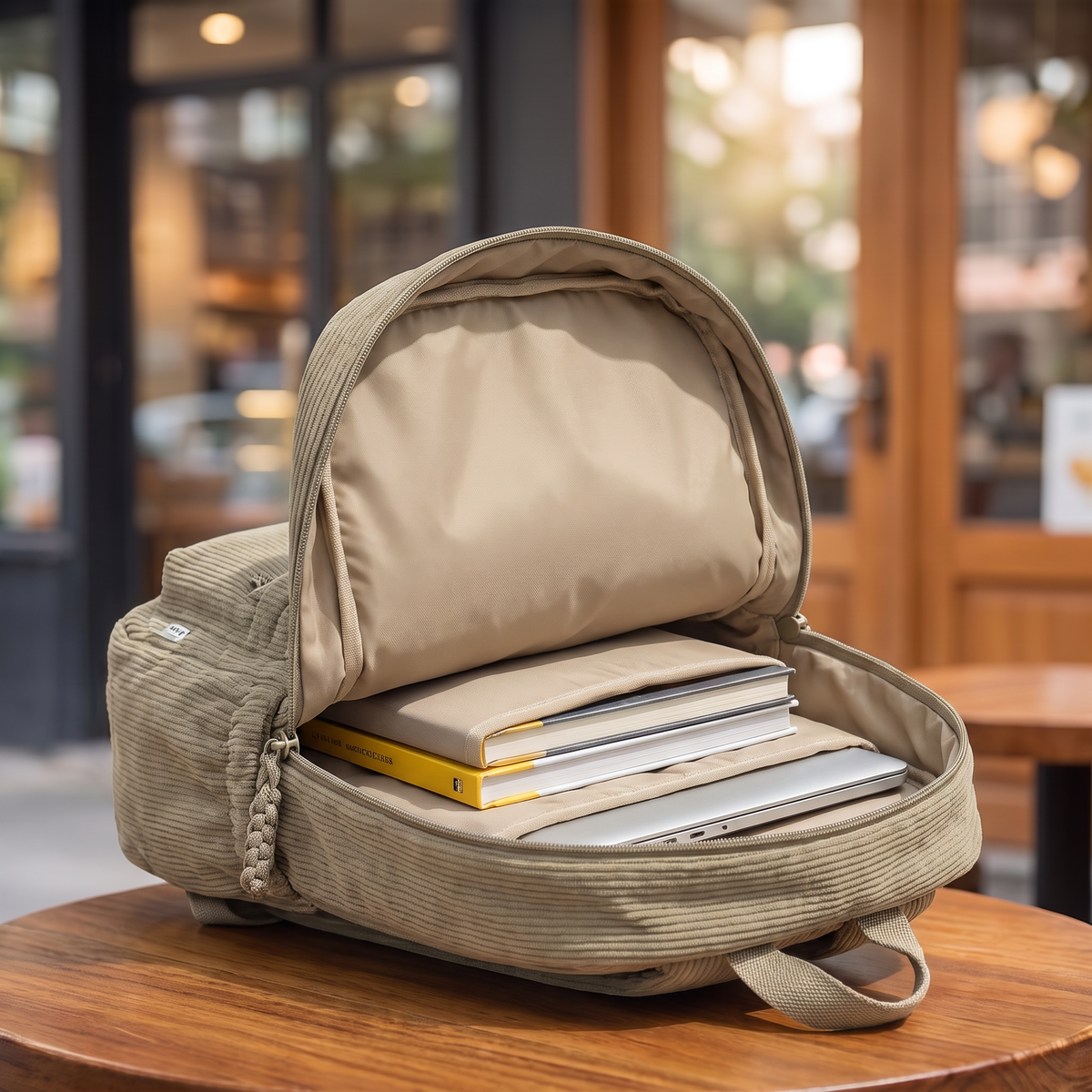 NEUTRAL CORDUROY BACKPACK