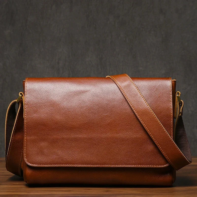 REAL LEATHER MESSENGER BAG