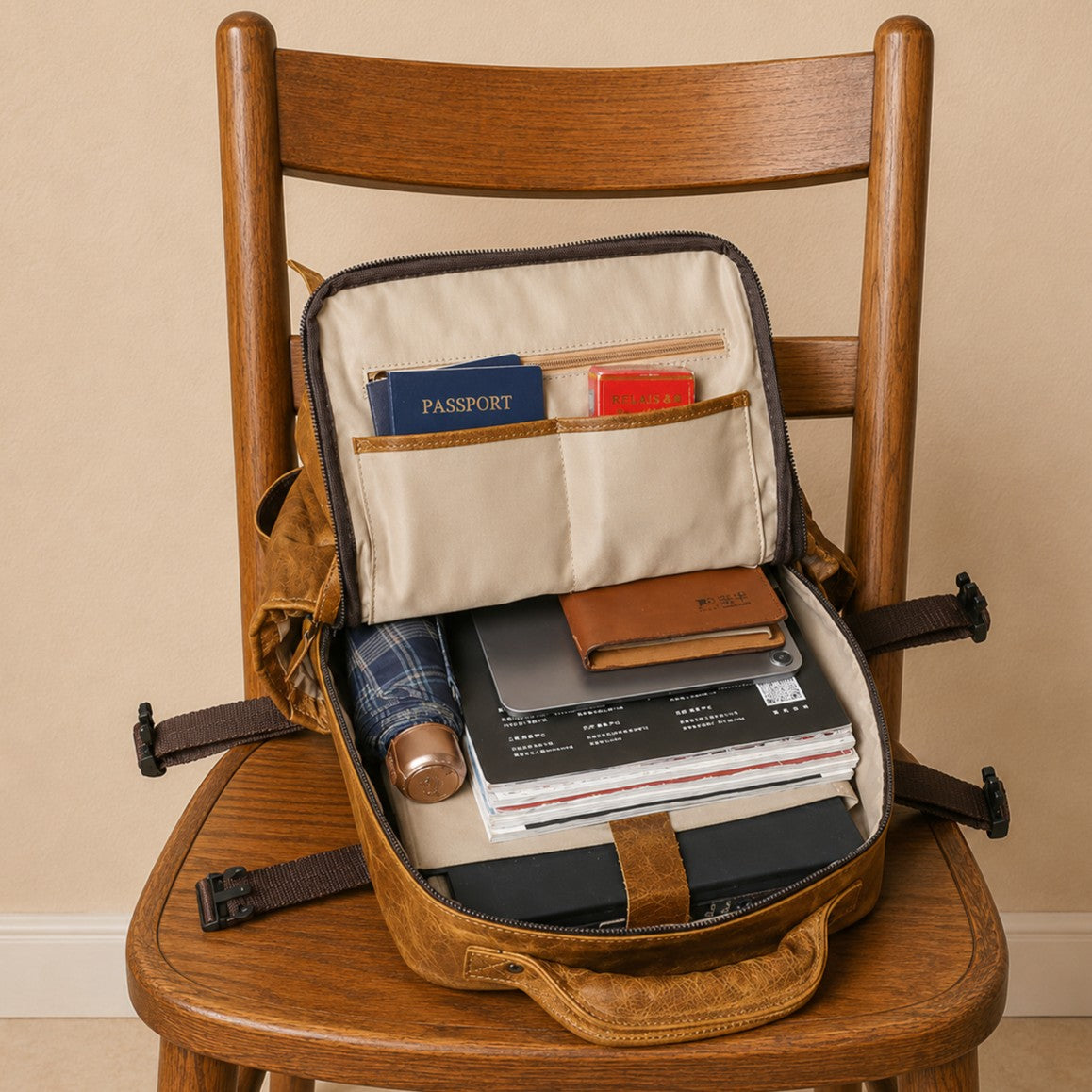 TOP-GRAIN LEATHER BACKPACK