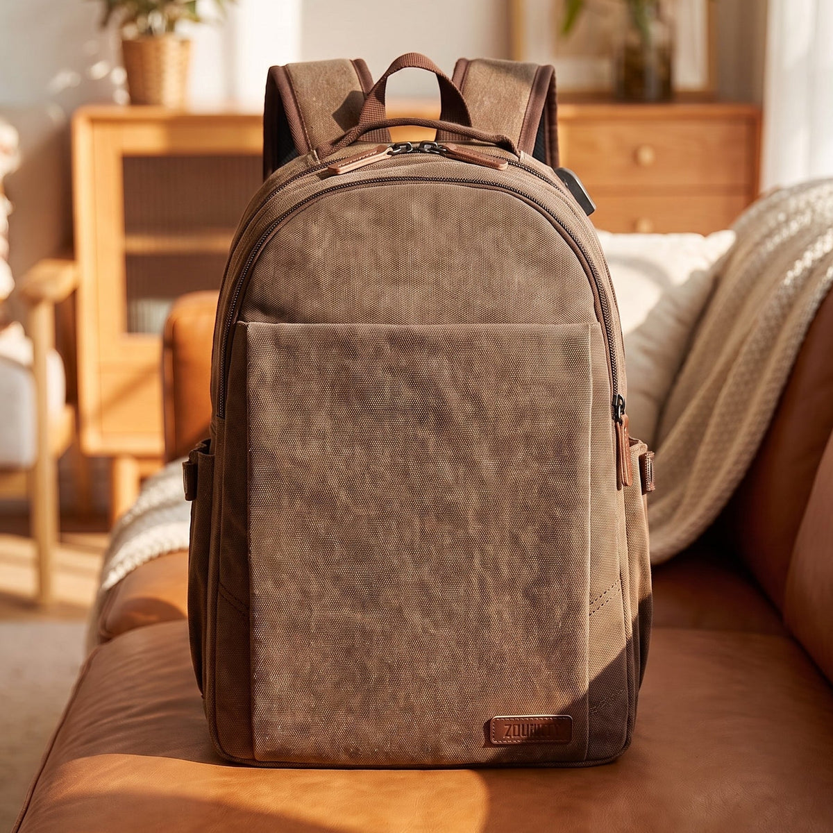 USB CHARGE CANVAS BACKPACK
