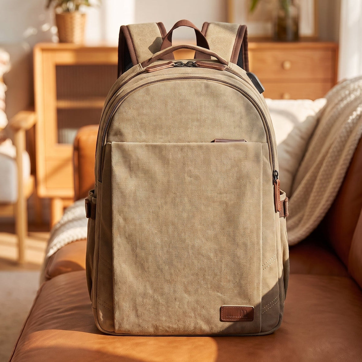 USB CHARGE CANVAS BACKPACK