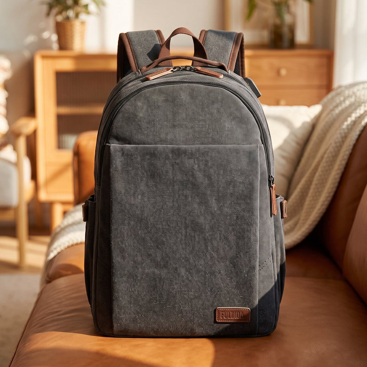 USB CHARGE CANVAS BACKPACK