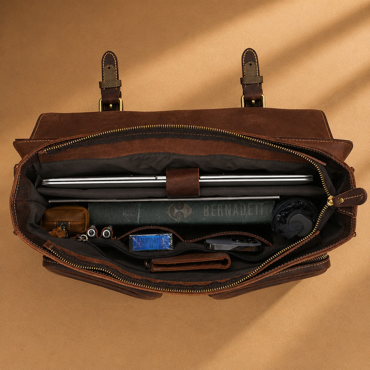 VINTAGE COWHIDE LEATHER BRIEFCASE