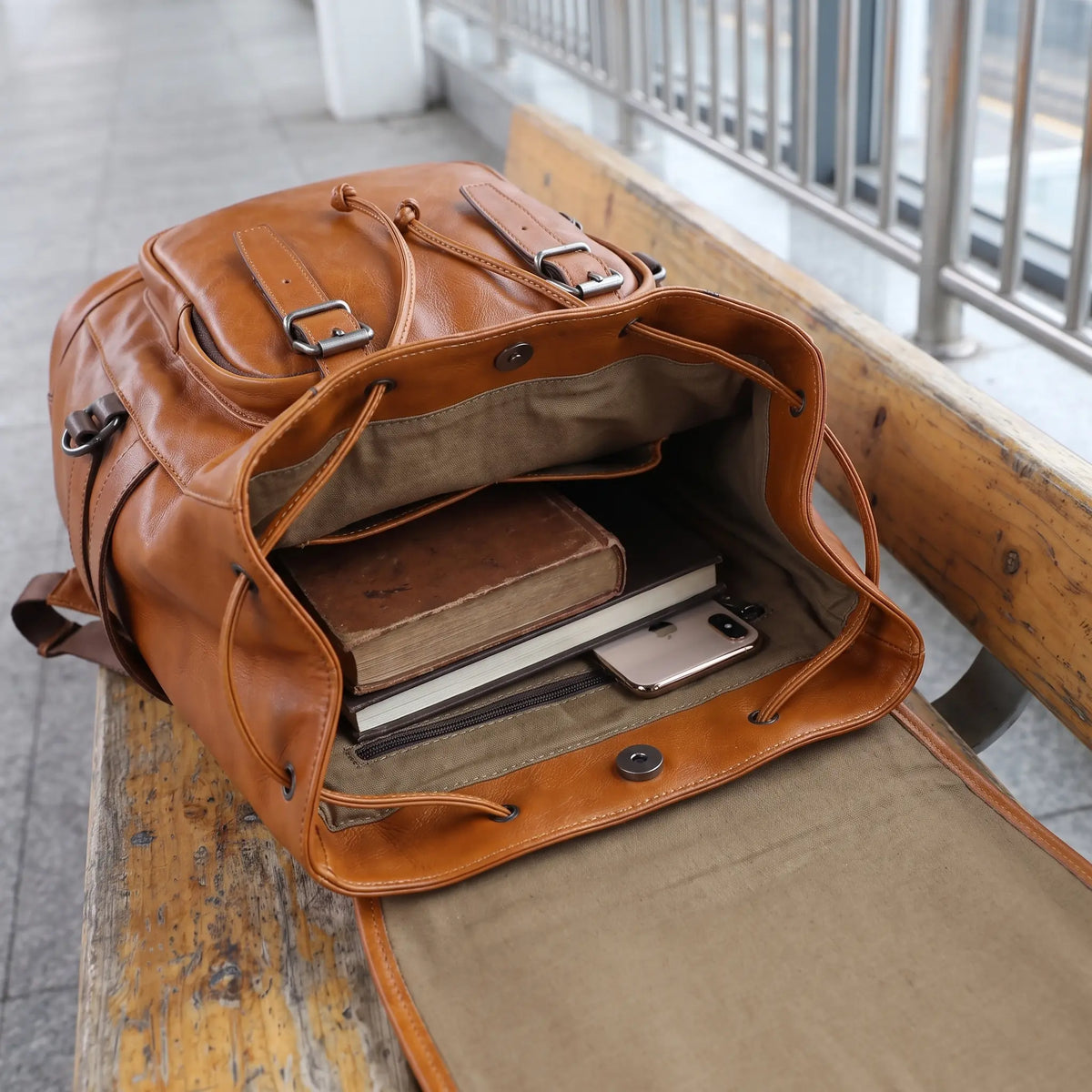 VINTAGE COWHIDE TRAVEL BACKPACK