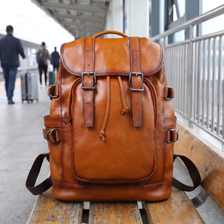 VINTAGE COWHIDE TRAVEL BACKPACK