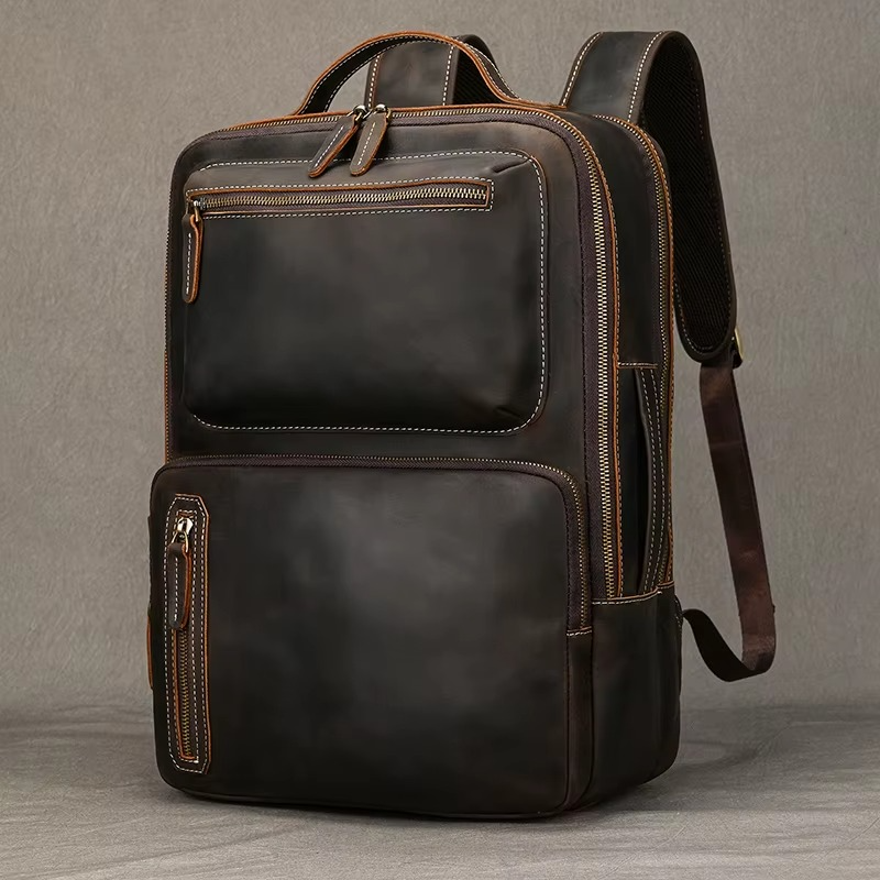 DOUBLE LAYER LEATHER BACKPACK