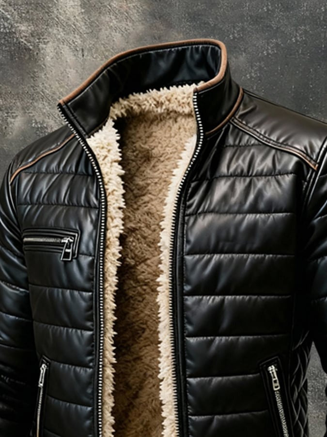 Wesley | Black Quilted Jacket With Sherpa Lining